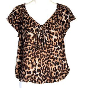 Womens  leopards print blouse with front tie